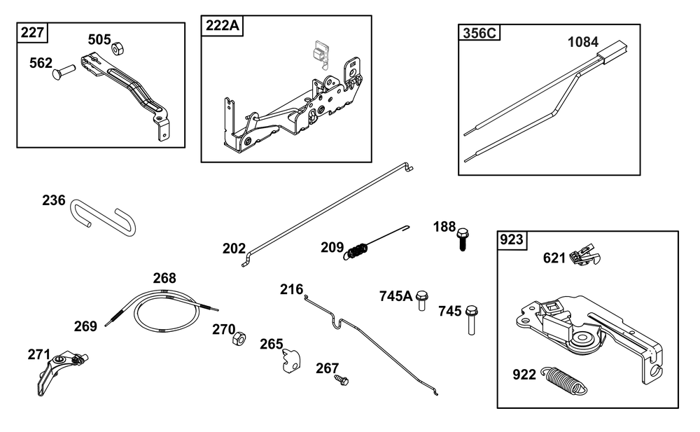 Controls Group Diagram and Parts List for 104M02-0089-H5 100000 - 19Z999 Briggs and Stratton Engine